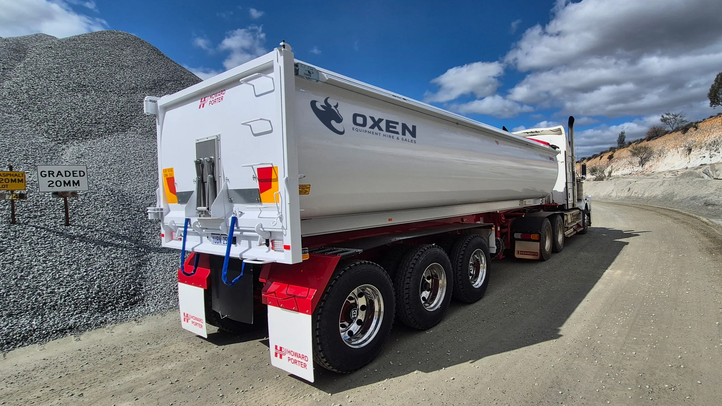 Truck with the Oxen logo on it
